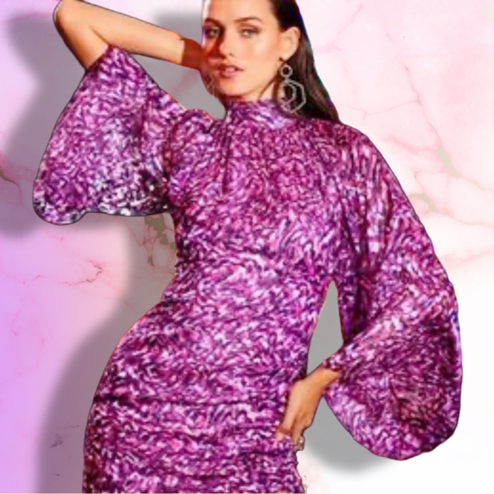 👀‼️Ramy Brook Vibrant Purple Long Sleeve Dress - Picture 5 of 9